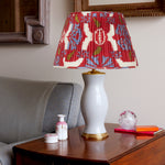 RED SILK IKAT LAMPSHADE- 1 X 10"