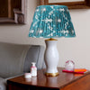 VERDIGRIS AND JADE GREEN SILK IKAT LAMPSHADES