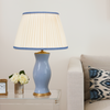 PLEATED IVORY LINEN  LAMPSHADE WITH COLOURED TRIM