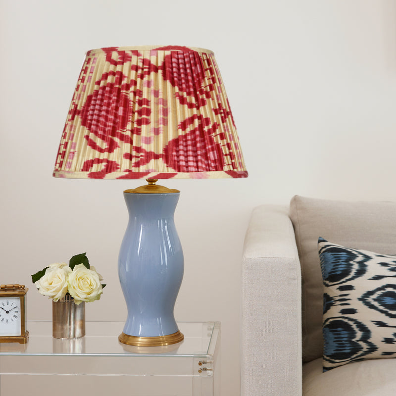 PINK AND RED SILK IKAT LAMPSHADES SHOT