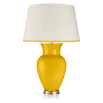STRETCHED CREAM LINEN LAMPSHADE WITH SUNNY SIDE UP TRIM