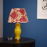 PINK AND RED SILK IKAT LAMPSHADES SHOT